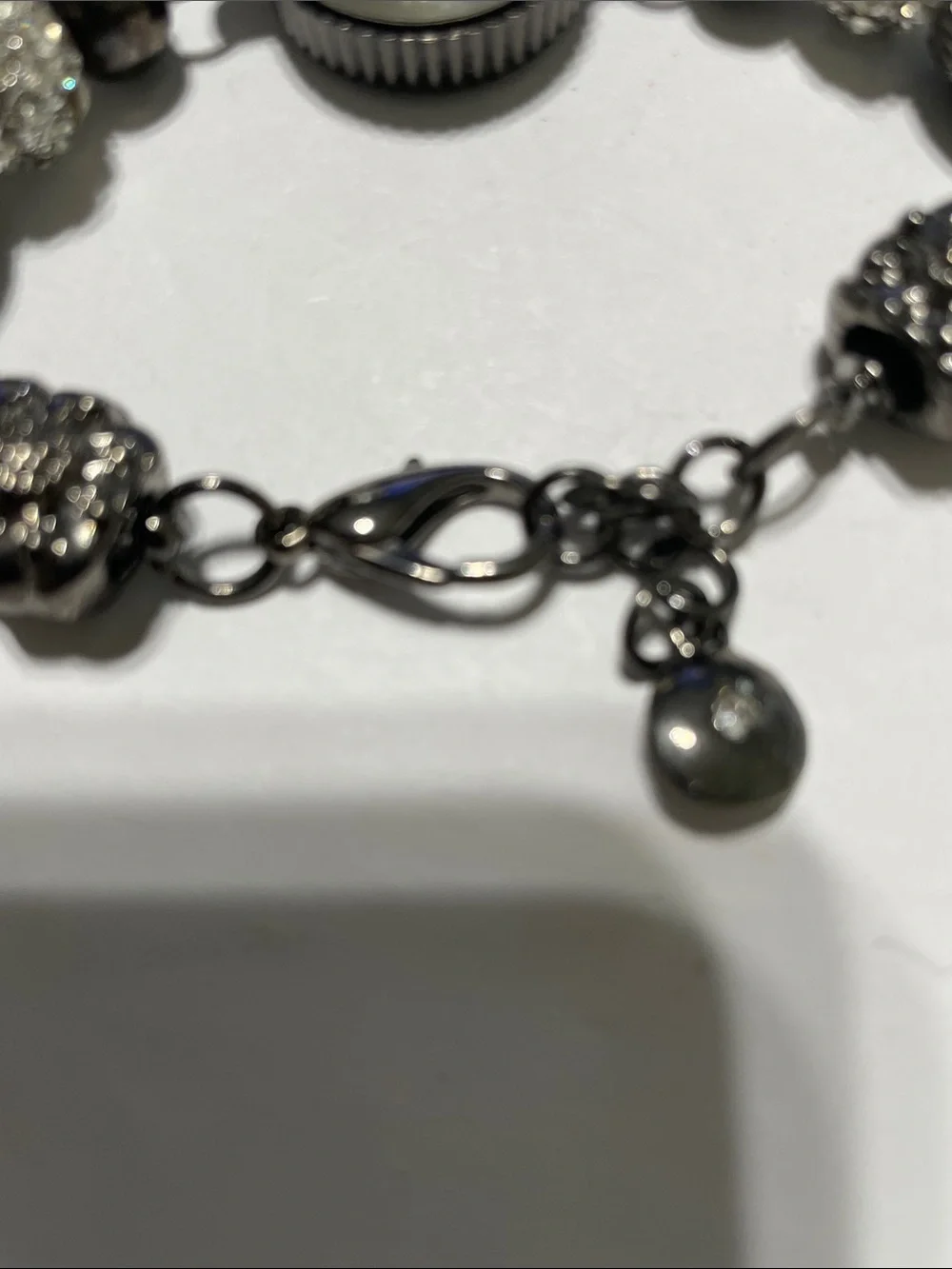 Cici &Faye Gunmetal Beaded Crystal Charm Bracelet Watch